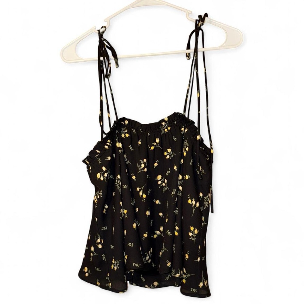 Aqua Black Floral Camisole